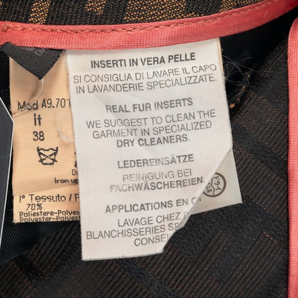 Fendi Brown Zucca-Monogram Leather-Trim Pencil Skirt - Picture 9 of 10